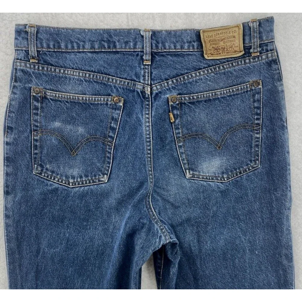 Vintage Levis Orange Tab High Rise Tapered Leg Jeans Medium  Blue Denim 33x32